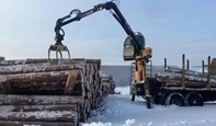 New Stationary Loader in snow working,New Loader lifting logs